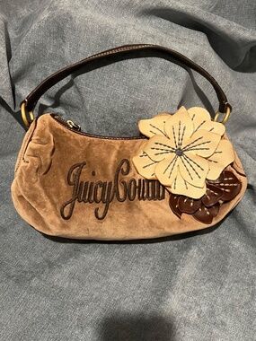 Vintage velvet Juicy Couture bag with flower detail